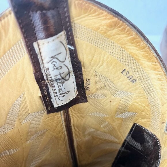 Rod Patrick Mens Cowboy Boots 13AA Perro Loco Brown Leather Western Square Toe - Picture 11 of 13